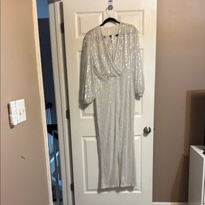 Elegant Silver Evening Dress